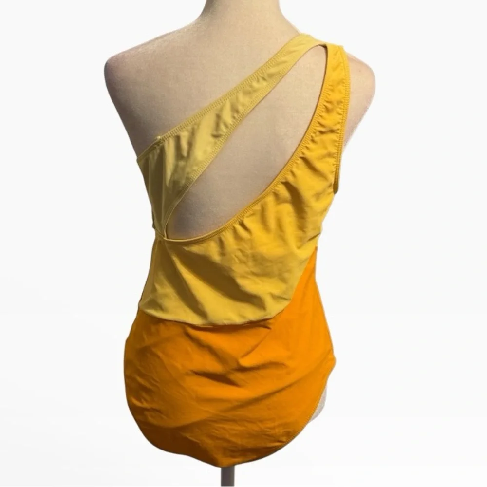 One shoulder cut out one piece swim suit size large